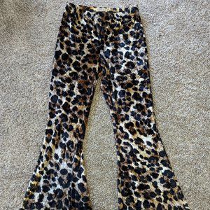 Crushed Velvet Leopard Print Flares